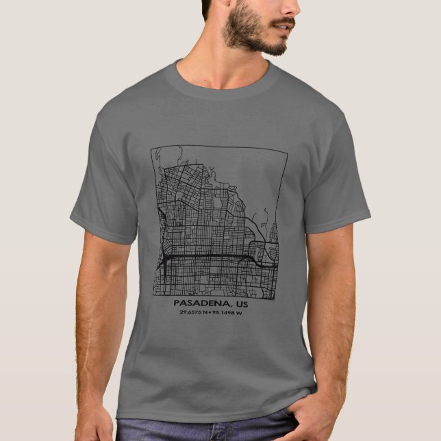 Pasadena City Streets Map gift T-Shirt (Front)