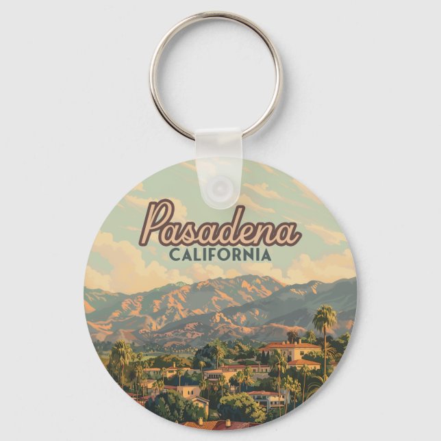 Pasadena Los Angeles California Mountains Vintage  Keychain (Front)