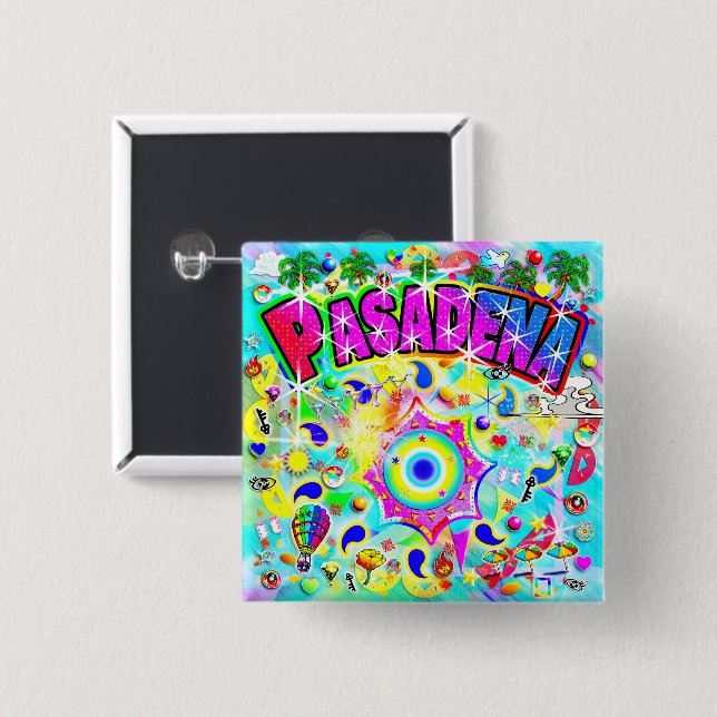 Pasadena Mystic Dance  2 Inch Square Button (Front & Back)