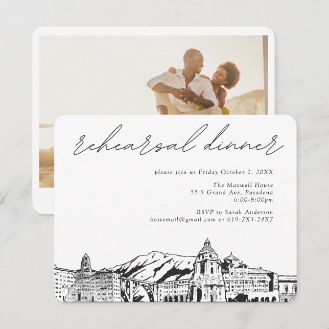 Pasadena Rehearsal Dinner Invite Enclosure Card (Front/Back)