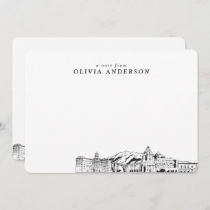 Pasadena Skyline Sketch Personalized Note Cards