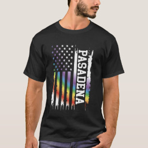 Pasadena United States Distressed Rainbow w US Fla T-Shirt