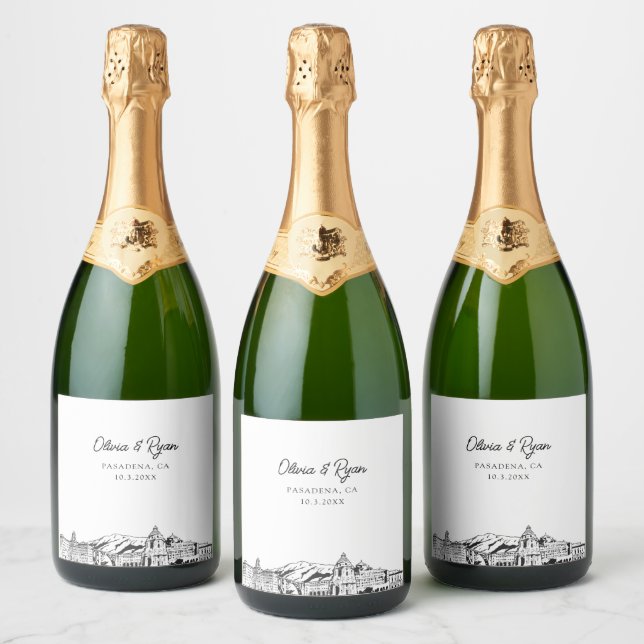 Pasadena Wedding Personalized Champagne Label (Bottles)