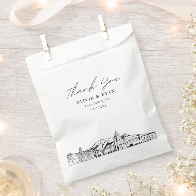 Pasadena Wedding Skyline Personalized Favour Bag  (Clipped)