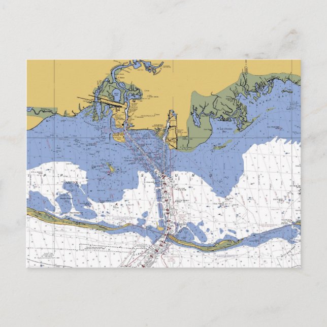Pascagoula,Mississippi Nautical Chart Postcard (Front)