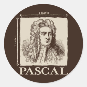 Pascal = 1 newton per square metre math joke classic round sticker