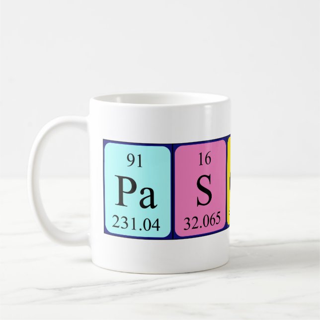 Pascaline periodic table name mug (Left)