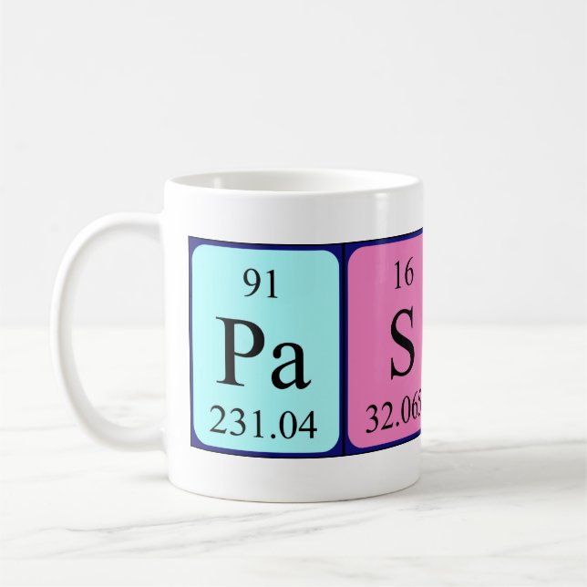 Pascual periodic table name mug (Left)