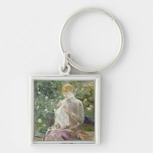 Pasie sewing in Bougival's Garden, 1881 Keychain