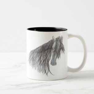 Paso Fino Horse Drawing Two-Tone Coffee Mug