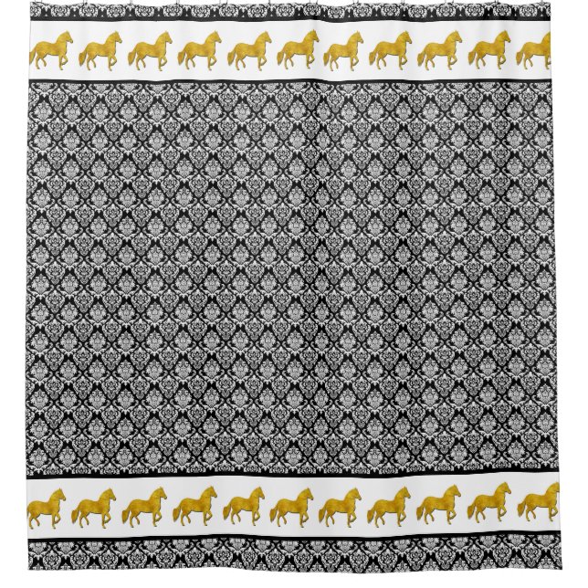 Paso Fino Horse Faux Gold Black Damask Pattern (Front)