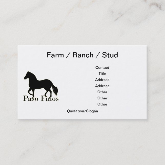 Paso Finos - Personalize It Business Card (Front)