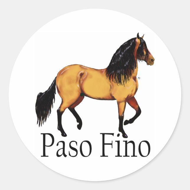 Paso Horse Buckskin Paso Fino Classic Round Sticker (Front)
