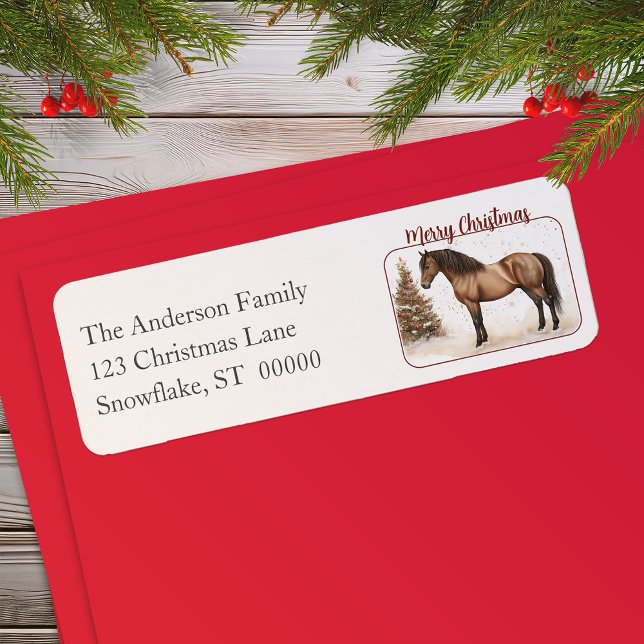 Paso Horse Joyeux Noël Aquarelle Retour (Paso Horse Merry Christmas Watercolor Return Address Label)