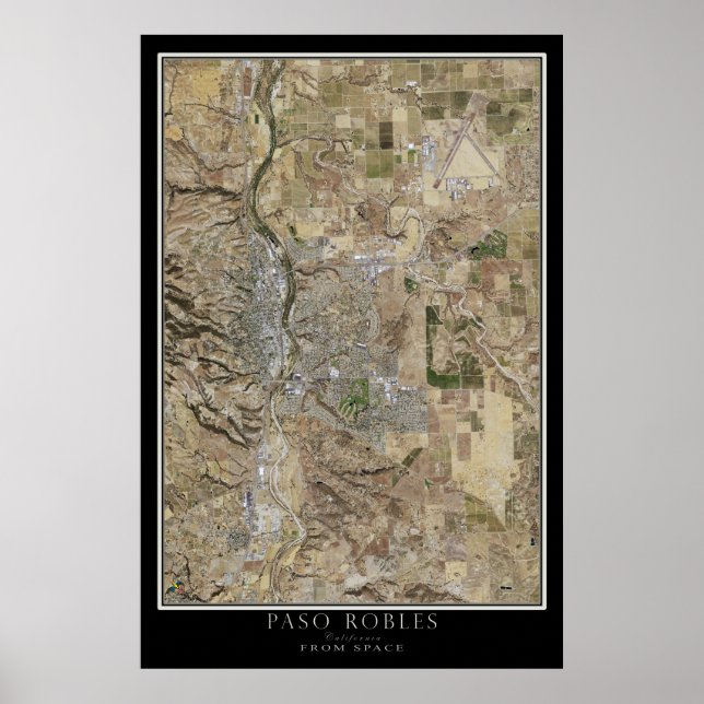 Paso Robles California Satellite Poster Map (Front)