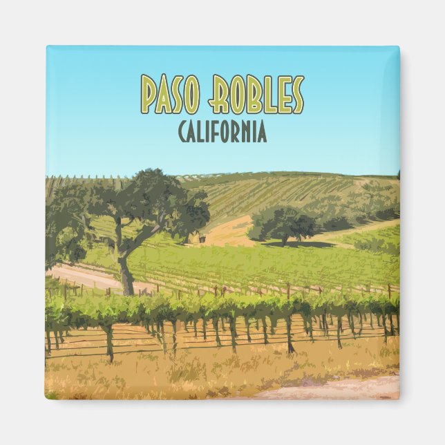 Paso Robles California Vineyard Vintage Magnet (Front)