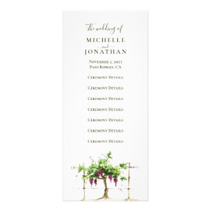 Paso Robles Vineyard Wedding Ceremony Program