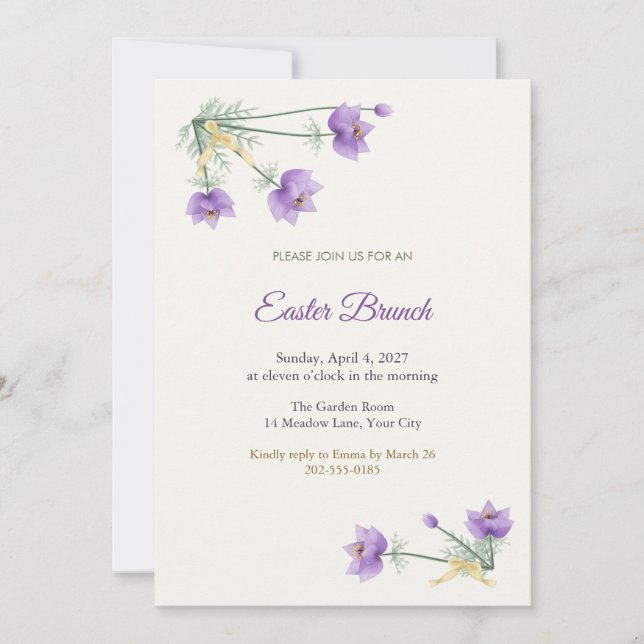 Pasque Flower Easter Brunch Invitation (Front)