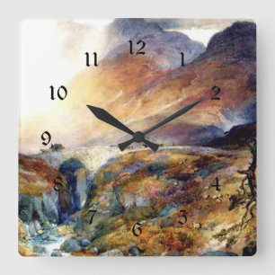 Pass at Glencoe, Scotland fine art painting Square Wall Clock