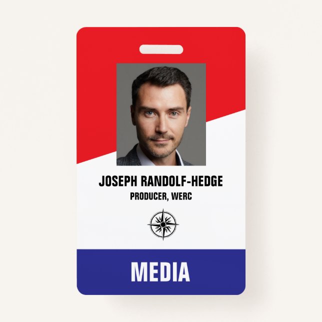 PASS MÉDIA - Photo D.I. Badge rouge/bleu (Devant)
