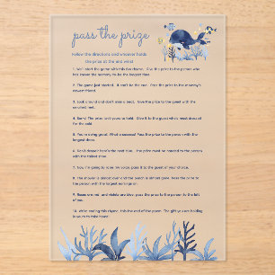 Pass Prize Baby Shower Game Under the Sea Whale Acrylic Invitations