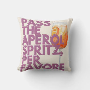 Pass the Aperol Spritz Print Italian Cocktail Throw Pillow