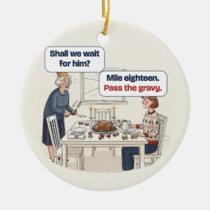 Pass the Gravy Personalized Funny Runner Christmas Ceramic Ornament