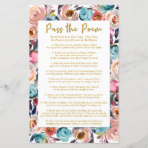 Pass the Poem Shower Game, Bridal Shower Games