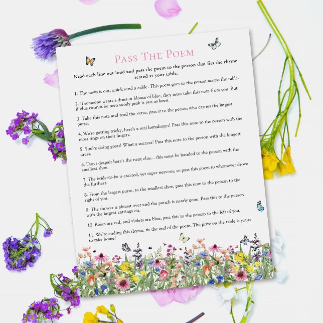 Pass The Poem | Summer Wildflowers Bridal Shower (Creator Uploaded)