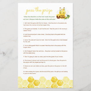 Pass the prize baby shower game - bee honey