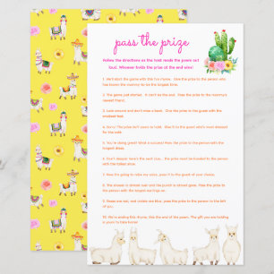 Pass the Prize Baby Shower Game - Colourful Llama
