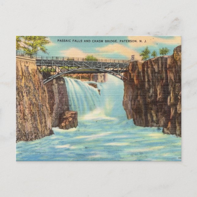 Passaic Falls Chasm Bridge, Paterson, New Jersey Postcard (Front)
