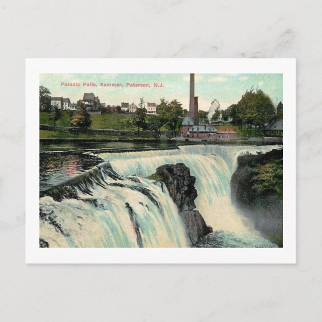 Passaic Falls in Summer, Paterson NJ Vintage Postcard (Front)