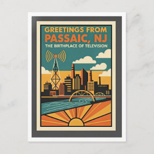 Passaic NJ Retro Travel – Colorful 1930s Postcard