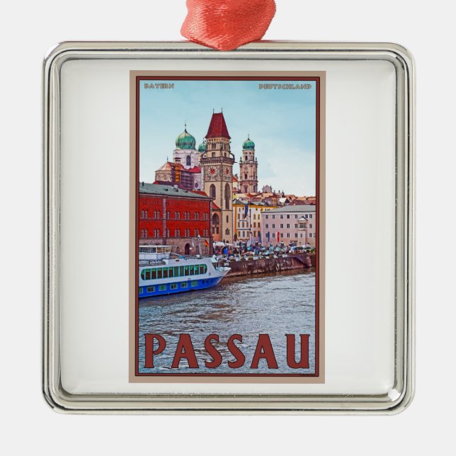Passau - Donau Waterfront Metal Ornament (Front)