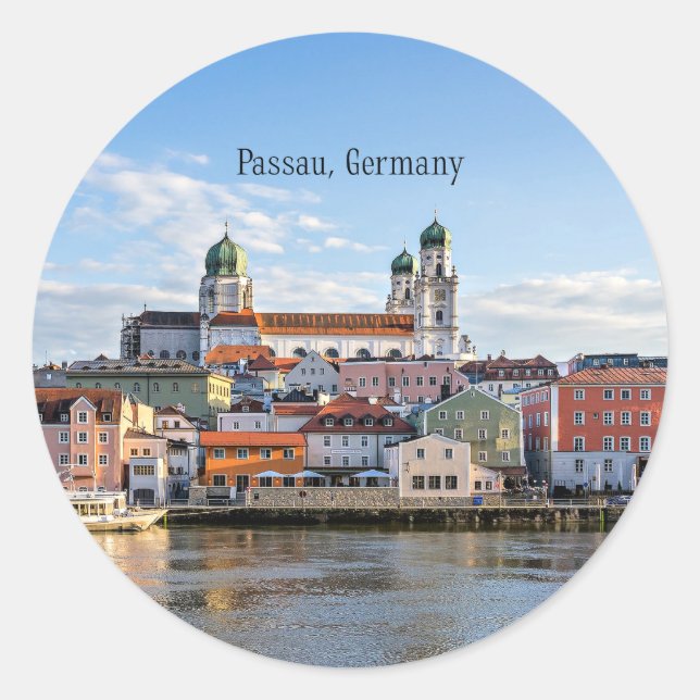 Passau, Germany cityscape photograph Classic Round Sticker (Front)