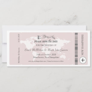 Passe Pink Boarding Enregistrer la date Invitation