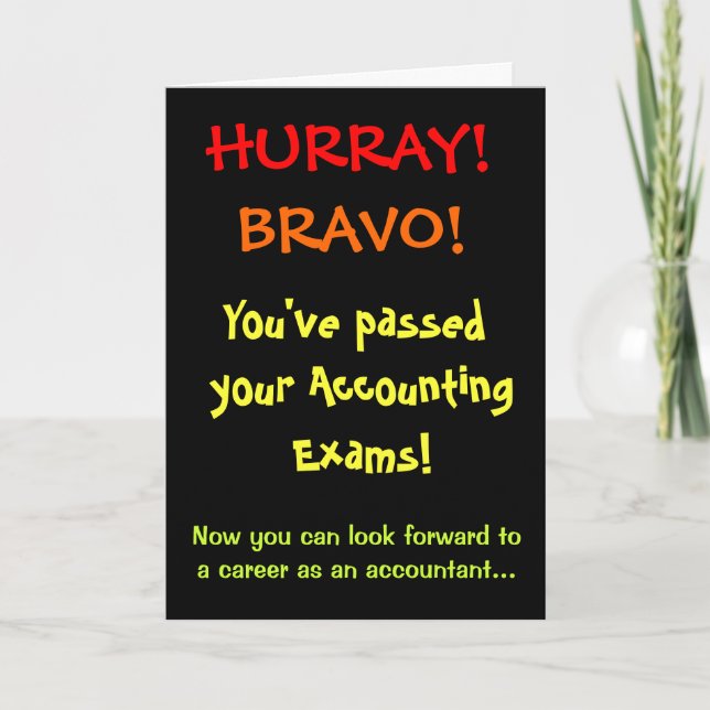 Passed Accounting Exams Accountant Congratulations Card (Front)