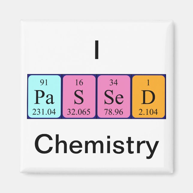 Passed chemistry periodic table name magnet (Front)