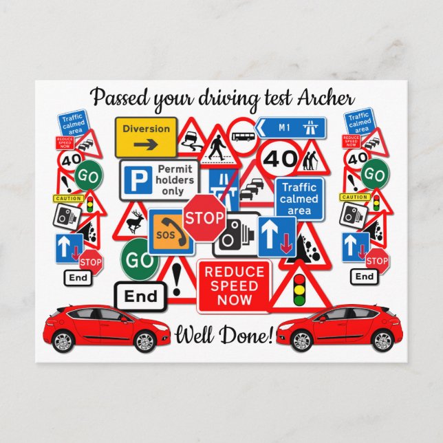 Passed Driving Test Congratulations Postcard (Front)