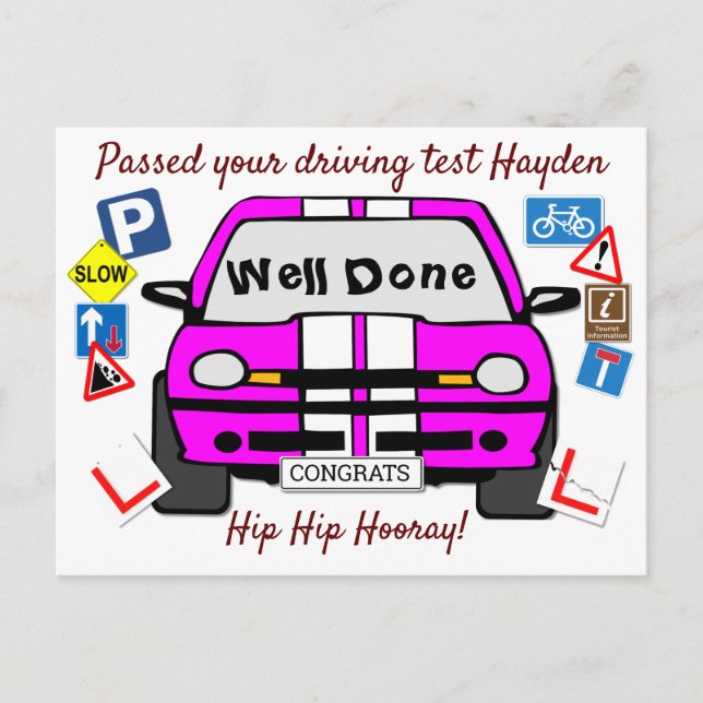 Passed Driving Test Congratulations Postcard (Front)