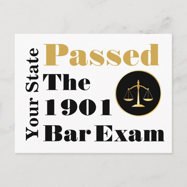 Passed the Bar Exam (Customize State & Year) Postcard (Front)