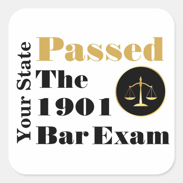 Passed the Bar Exam (Customize State & Year) Square Sticker (Front)
