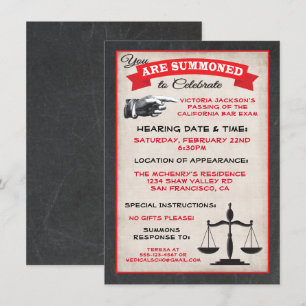 Passed the Bar Exam Law School Invitation Summons