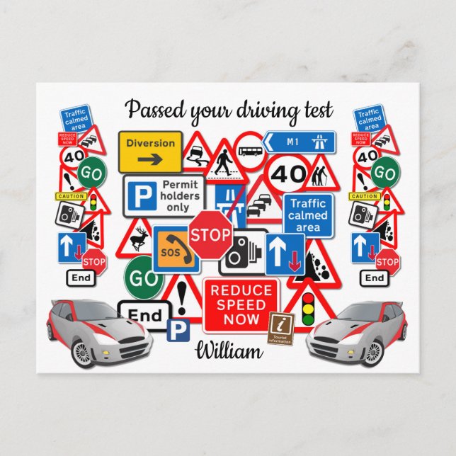 Passed your Driving Test ~ Congratulations! Postcard (Front)