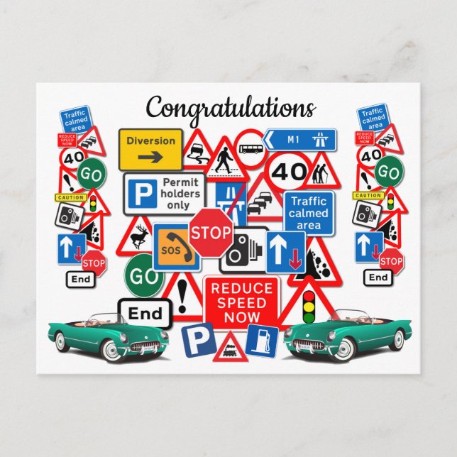 Passed your Driving Test ~ Congratulations! Postcard (Front)