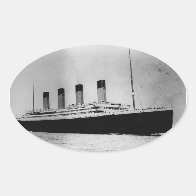 Passenger Liner Steamship RMS Titanic Oval Sticker (Front)