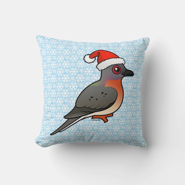 Passenger Pigeon Santa Throw Pillow (Front)