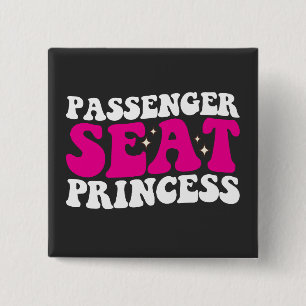 Passenger Seat Princess Girl Car Groovy Retro 2 Inch Square Button