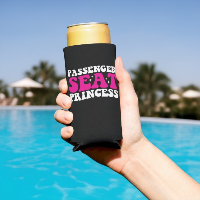 Passenger Seat Princess Girl Car Groovy Retro Seltzer Can Cooler (In Situ Pool)